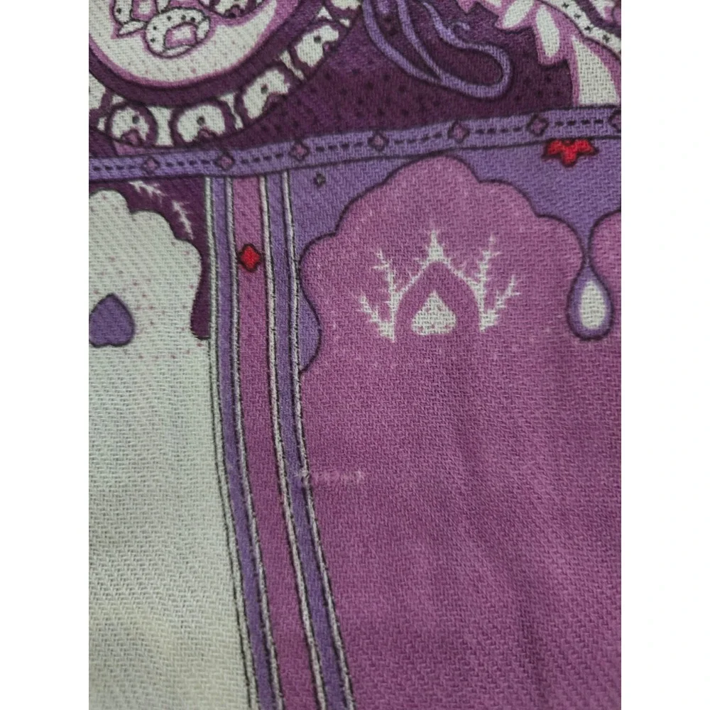 Pashmina Silk Blend Paisley Floral Scarf Purple Magenta Fringe Shawl Wrap